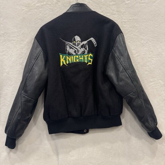 Vintage Bomber Jacket Heavy Duty Leather Knights Made In Canada Size S - Picture 1 of 12